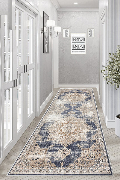 Thalia Home Kaymaz Tabanlı Yıkanabilir Baskılı Yolluk Mutfak Halısı Koridor Halısı