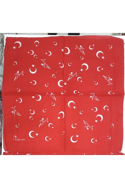 Herşey Nota وشاح باندانا متعدد الأغراض بتصميم علم تركي ونجمة القمر باللون الأحمر 100% قطن