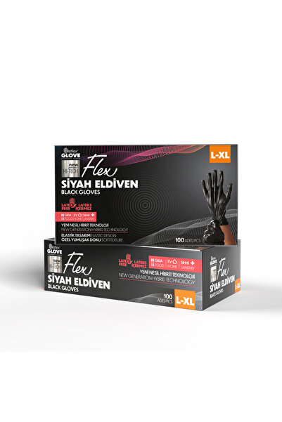 Reflex Flex Eldiven Flex Siyah Pudrasız Eldiven 100'lü L-XL Beden