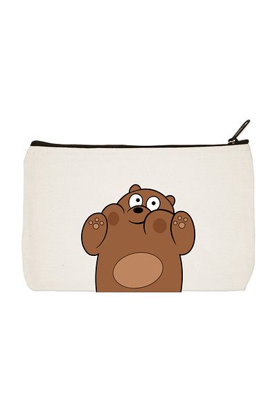 designedfy Bear 2 Printed υφασμάτινη τσάντα μακιγιάζ, θήκη για στυλό, τσάντα χειρός