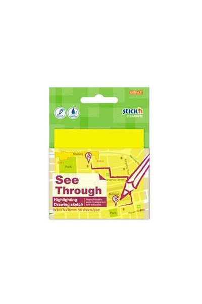 Gıpta Hopax Stickn Translucent Adhesive Note Paper Neon Yellow 76x76 50 Yp