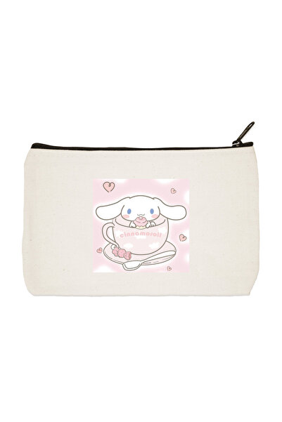 designedfy حقيبة مكياج من القماش المطبوع من سينامورول، حامل أقلام، حقيبة يد