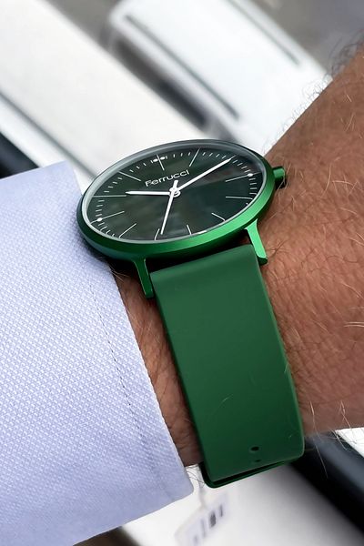 Ferrucci Men's Wristwatch 3 ATM Waterproof Green Color Silicone Cord Bracelet Gift Cbk569