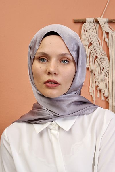 SpecialScarf Hijab Fashion JANJAN SHINY SATIN TEXTURED TESETURE EVENING DRESS CHIFFON SHALF STONE COLOR