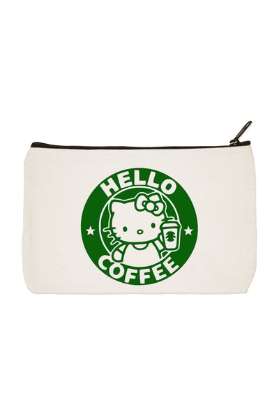 designedfy Платнена чантичка за грим, моливи, чанта с щампа Hello Kitty Coffee