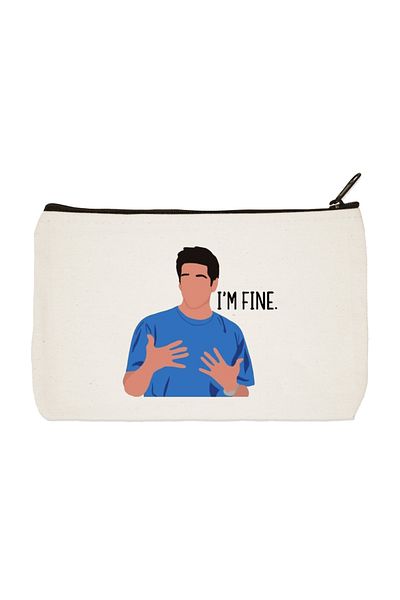 designedfy I'm Fine Printed υφασμάτινη τσάντα μακιγιάζ, θήκη για στυλό, τσάντα