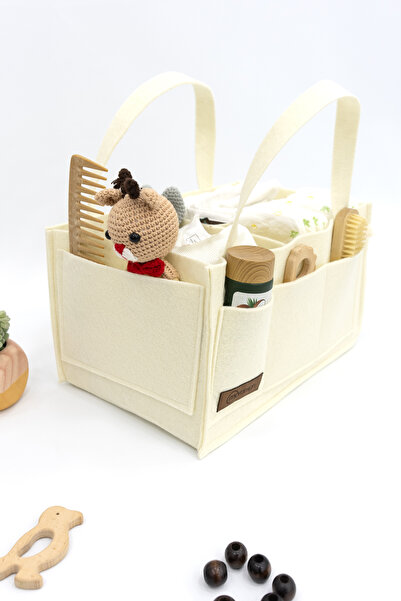 mordesign Felt Mother Baby Care Bag, Newborn Changing Organizer, Portable Organizer, Beige