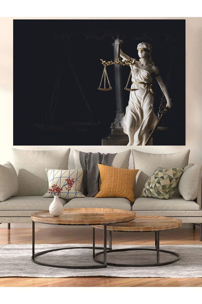 HDART GÖZÜ KAPALI ADALET TERAZİSİ VE KILICI HUKUK ADİL KANVAS TABLO