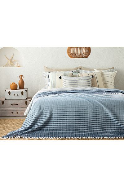 English Home Blue Fade Woven Single Bedspread 160x240 Cm Blue