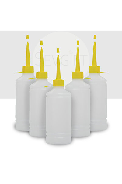 Sevgift Plastik Uçlu Kapaklı 500ml Çok Amaçlı Plastik Yağdanlık - 5 Adet (kim...