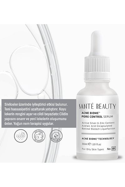 SANTE BEAUTY Black Acne Serum with Retinol - 1% Cup Helps Remove Spots and Acne, 30 Ml