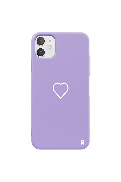 Casen iPhone 11 Silikon Özel Tasarım Kalp Figürü Minimal Lila Renkli Telefon ...