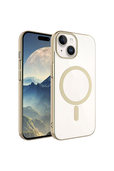 UnDePlus Apple Iphone 14 Plus Kılıf Magsafe Sararmaz Şeffaf Sert Fit Kapak