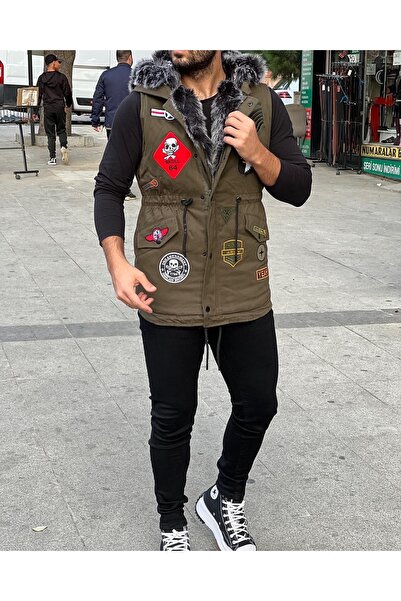 rvs moda Kürklü kolsuz kaban