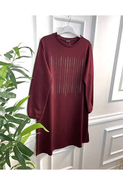 Aşkı Endam Two Thread Tunic with Rhythm Stone Detail - Claret Red