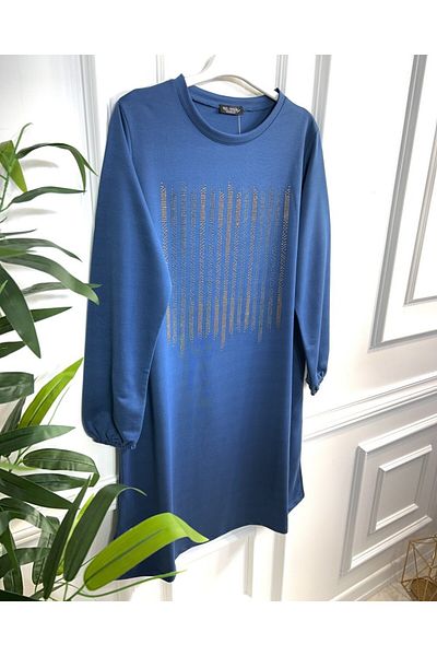 Aşkı Endam Two Thread Tunic with Rhythm Stone Detail - Indigo