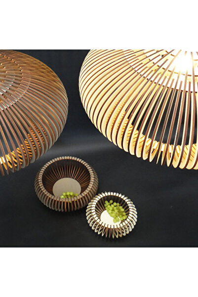 Ferisa Home Ahşap Sarkıt Orta Yüzyıl Küre Salon Avize Sarkıt Ahşap Avize