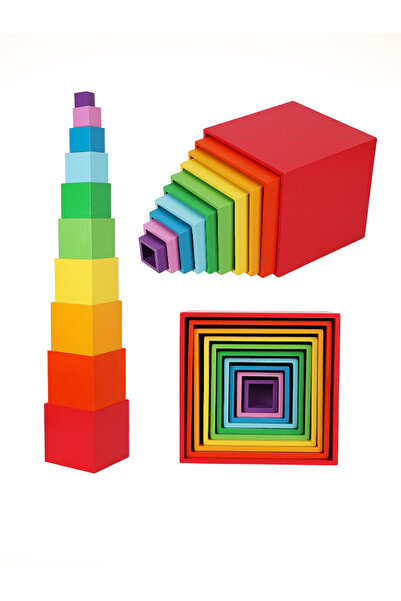 Montessori İç İçe Geçen 10'lu Renkli Küp