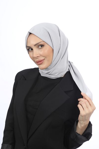 Trablus Hijab Women's Cotton Crash Jazz Shawl Light Gray