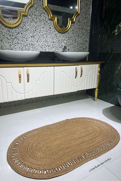 Türkmen Ev Tekstil Jute Wicker, Mat, Bath Mat, Door Mat, Balcony Mat, Decor