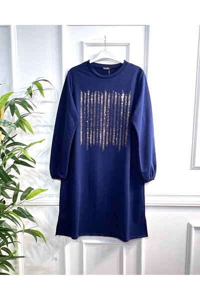 Aşkı Endam Two Thread Tunic with Rhythm Stone Detail - Navy Blue