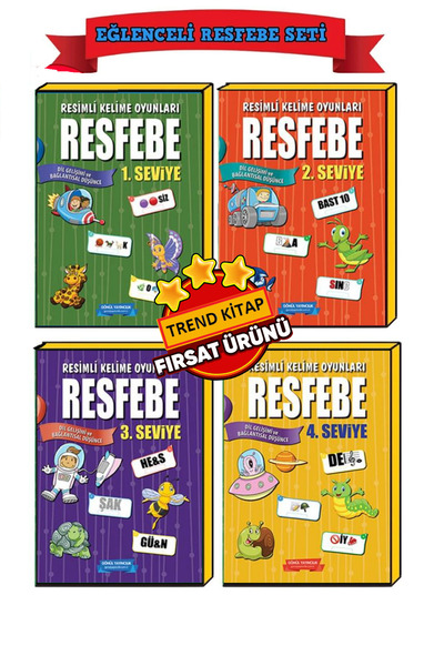 GÖNÜL YAYINCILIK Adım Adım Resfebe Seti (seviye 1-2-3-4) Kelime Oyunları kitap seti