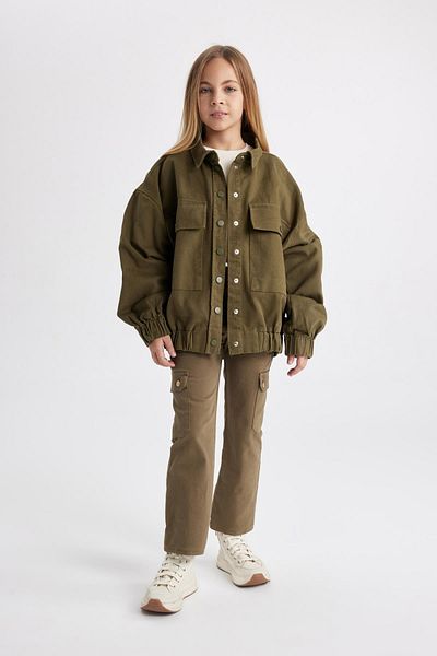 DeFacto Girl's Cargo Fit Flared Cotton Trousers A9607A823Wn