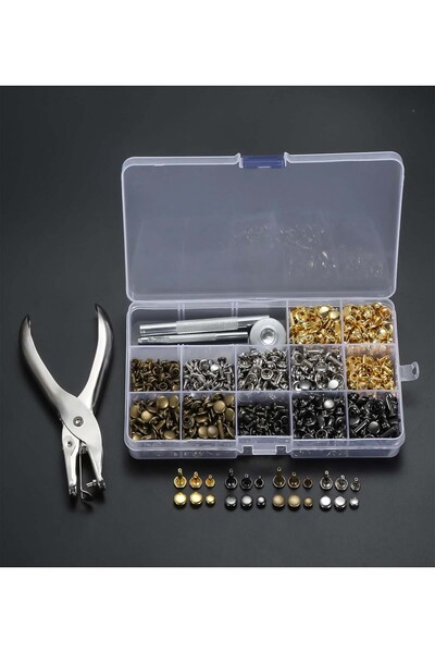 hodbehod 240 Set Karışık Renkli Rivet Perçin Aksesuar ve Çakım El Pensesi