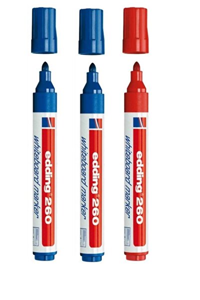 Edding 260 Beyaz Tahta Kalemi 2 Mavi 1 Kırmızı