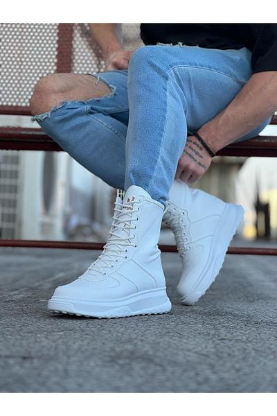 BZ Moda B012 BT Lace-Up Ορθοπεδική Σόλα Ανδρικές Χειμερινές Μπότες Αδιάβροχες και Ψυχρές Λευκές