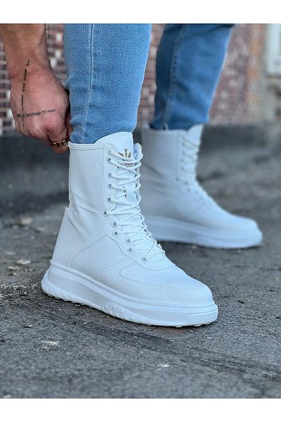BZ Moda B012 BT Lace-Up Ορθοπεδική Σόλα Ανδρικές Χειμερινές Μπότες Αδιάβροχες και Ψυχρές Λευκές