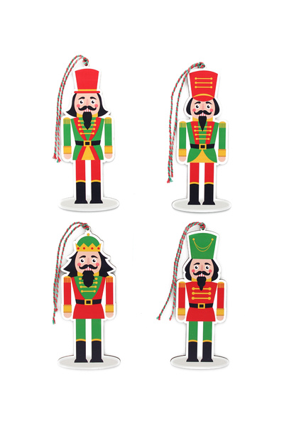 Lora Wedding 15cm 4 Pieces Tin Soldier Patterned Wooden Christmas Tree Ornament