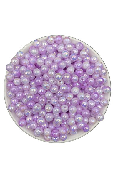 50gr 8mm Lila / Mor Ebruli Sedefli Janjanlı Pastel İnci Boncuk,Takı,Hobi,Çanta Boncuğu (~200 Adet)