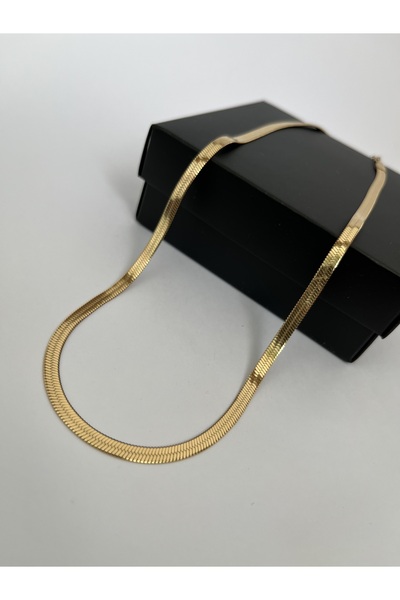 Gess Italyan Ezme Paslanmaz Kararmaz Altın Kaplama Çelik Kolye (42-47CM AYARLANABİLİR)