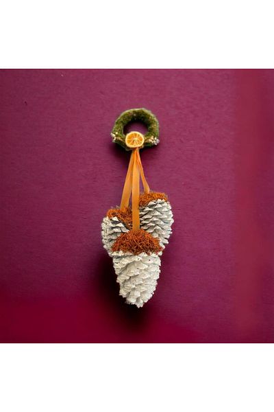 ART PINE New Year's Eve 3-Piece Pinecone 14-18cm Door Ornament, Wall Garden Home Decoration Home Decor Handmade