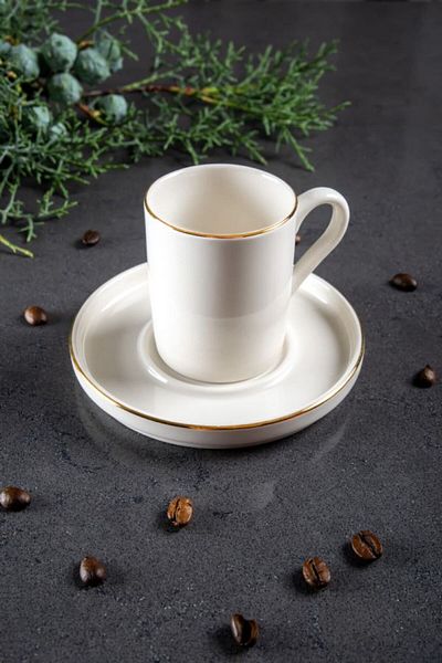 Eren Çini Seramiği Miray 12 Piece Gilded Coffee Cup Set 100 ml