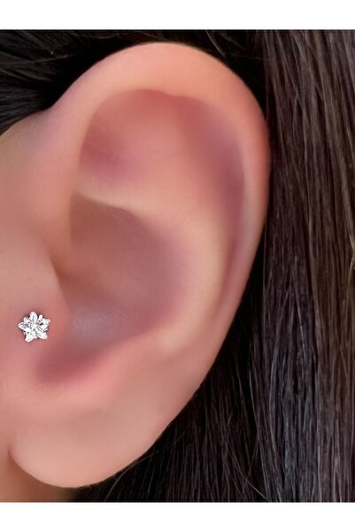 ADORE PİERCİNG Cerrahi Çelik Yıldız Tek Taş Tragus Helix Kıkırdak Piercing Küpe
