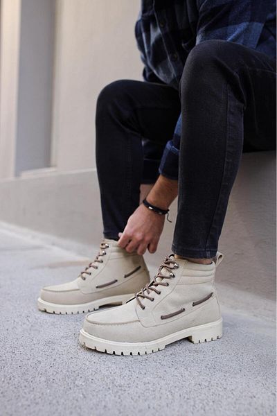BZ Moda B-B020 TT Laced Orthopedic Sole Water and Cold Resistant Suede Men's Winter Boots Stone