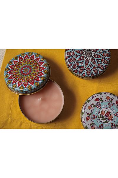 efsunihandmade Colorful mandela tin box candle