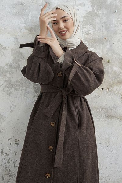 InStyle Παλτό Blair Collar Belted Cashmere - Καφέ