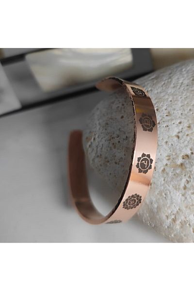 KAVELE Pure Copper Enli 7 Chakra Lucky Bracelet 100% Seven Chakra Copper Snap-on suitable for all wrist