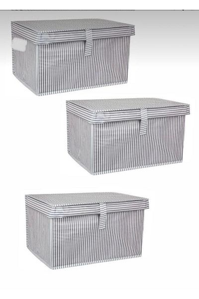 MİVESE 3 Pieces Multi-Purpose with Lid Laundry-Storage-Organization Etc Storage Box 30x40x26 Cm