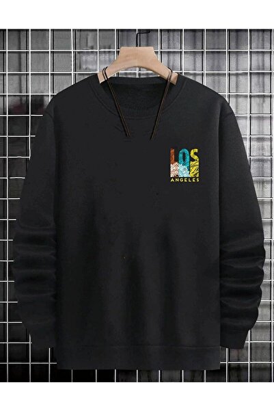 Adrift Los Angeles Sa deznom Unisex crna Oversize kroj majica - okrugla kragn...