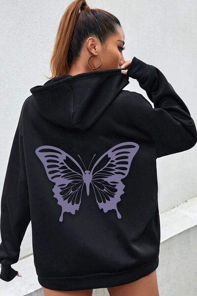 Adrift Unisex majica sa leptirom Štampano KP-BELO-LJUBIČASTA