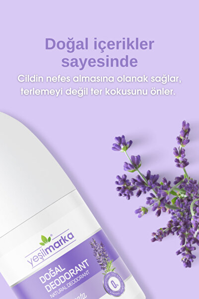 yeşilmarka Doğal Roll-on Lavanta Deodorant Organik Ter Kokusu Önleyici 50 ml