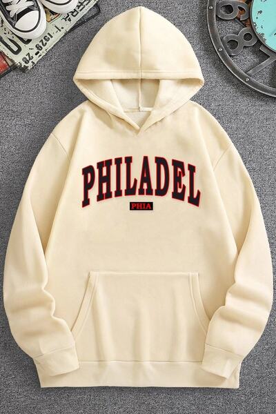 Adrift Unisex Philadelphia Štampano dukserica KPP-Crna-Philadelphia