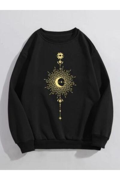 Adrift Ženska crna svetlucava majica Moon okrugla kragna glitteraybyaka