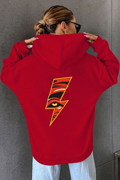 Adrift Unisex Lightning Štampano dukserica KP-Black-BackLightning