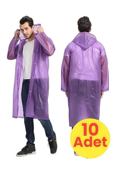 Mood Agenda Men's Windproof Hooded Raincoat Eva Raincoat 10 Pieces