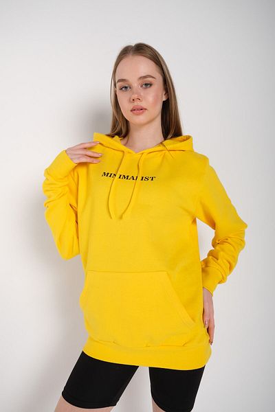 Know Gelbes minimalistisches bedrucktes Oversize-Kapuzenpullover 000 für Damen